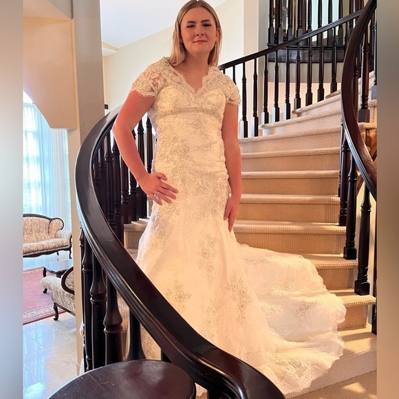 Allure Bridal C150 Mermaid Wedding Dress with Lace,Swarovski Crystals and Train - Picture 7 of 16